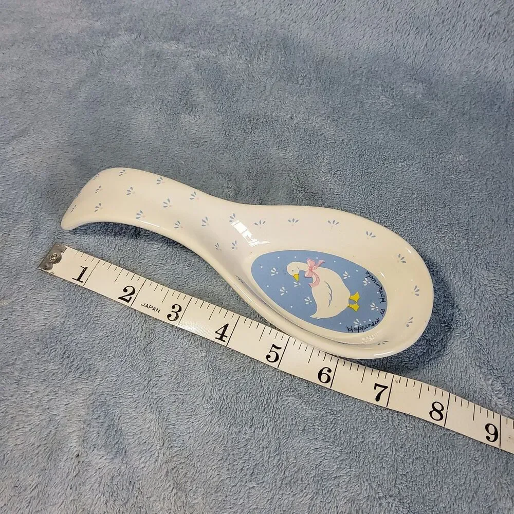 Vintage 1987 Country Goose Spoon Rest Happiness Is Homemade Ceramic Cottagecore